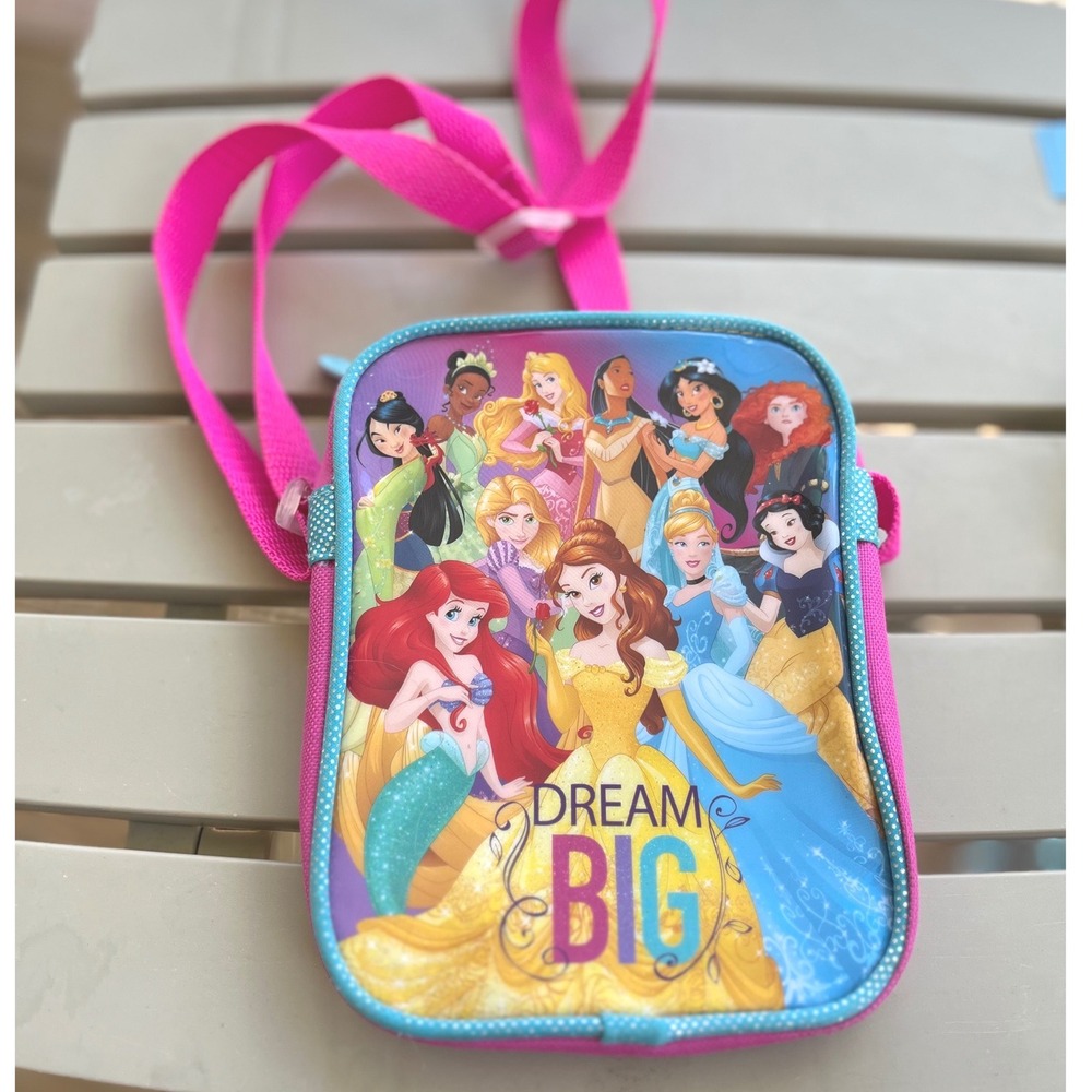 Disney Princess Dream Big Pink Crossbody Bag Kids Adjustable Strap Messenger